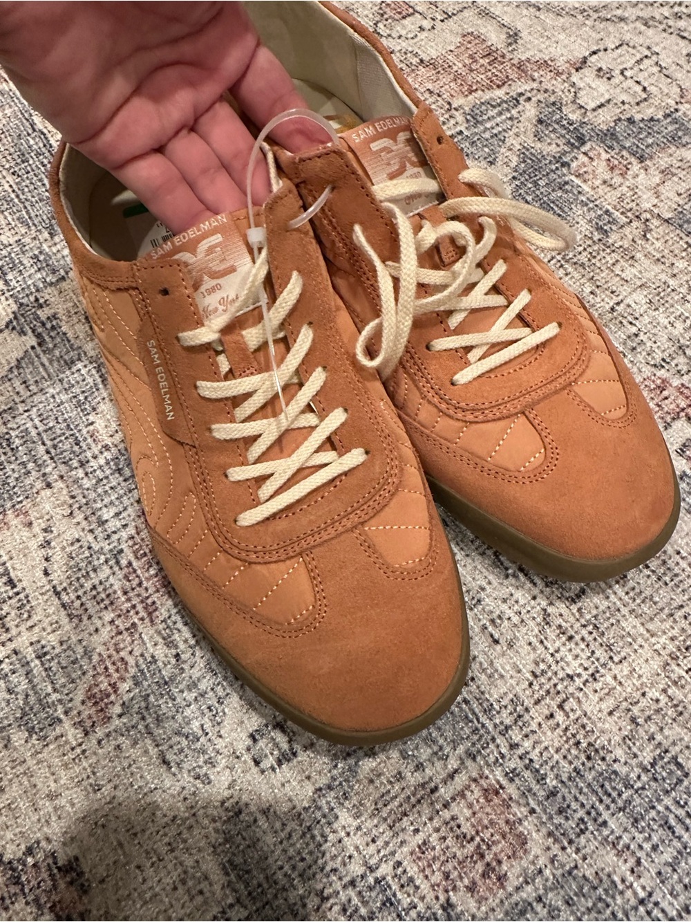 Sam Edelman Women’s Tan Suede Casual Lace-Up Sneakers